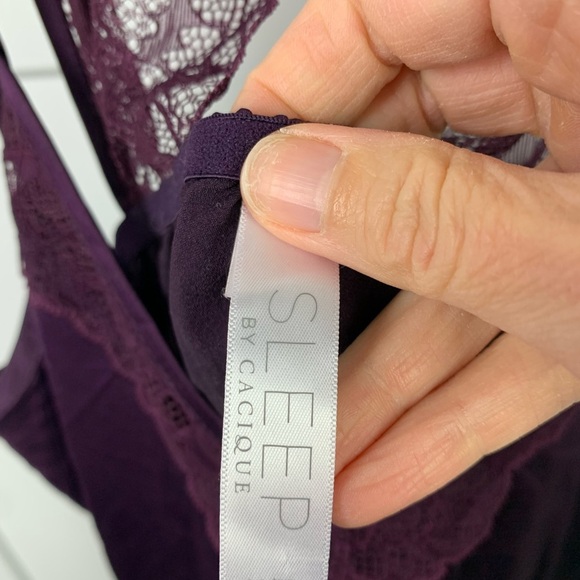 Cacique Size 14 16 1X Satin Silky Sleep Camisole Lace Trim Purple - Picture 4 of 6